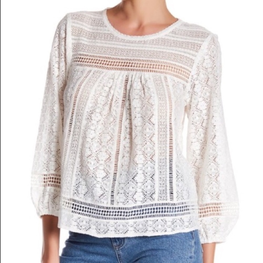 Joie garden eyelet lace boho peasant blouse